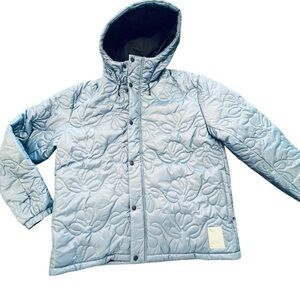 RARE Wasted Collective Recycled Nylon Puffer Jacket Coat Blue Unisex XX Large‎